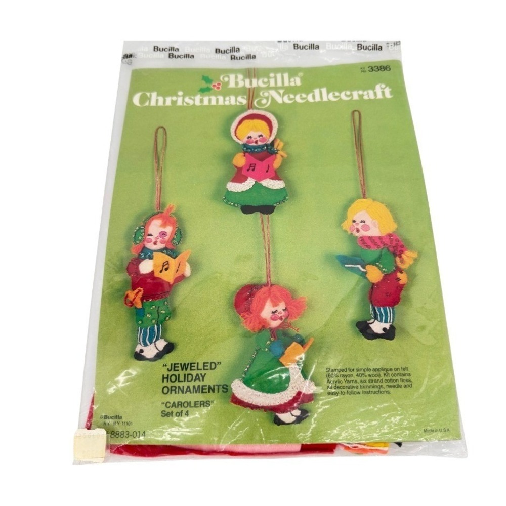 Bucilla Needlecraft VTG NOS Carolers Jeweled Holiday Ornament Kit Christmas DIY